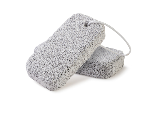 Two pumice stones, which are commonly used for cleaning appliance surfaces to eliminate tough soap scum buildup, stacked on top of each other